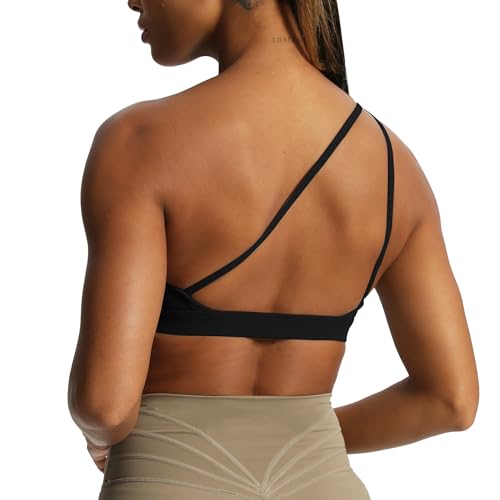 Aoxjox Women's Workout Sports Bras One Shoulder Astoria Asymmetrical Bra Fitness Training Gym Yoga Crop Tank4
