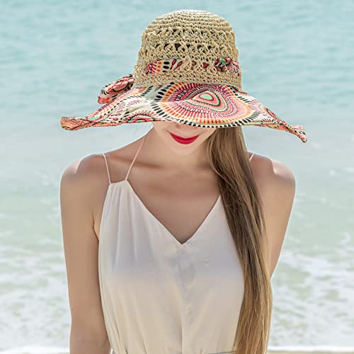 Sombrero de Playa Bohemio con Ala Ancha y Lazo miniatura 3