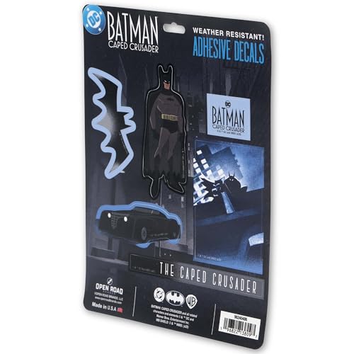 Image of DC Comics Batman Caped Crusader Adhesive Vinyl Decals - Vintage Batman Stickers for Water Bottle or Laptop, 1 Pack (4 Count)