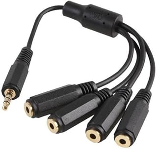rhinocables 3.5mm Aux Jack Splitter cable Stereo Audio Plug to 4 x Quad Sockets Lead 4 way Headphones