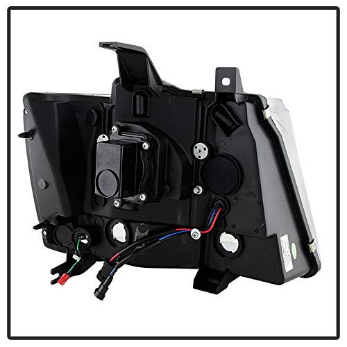 Acanii - For 2007-2014 Chevy Suburban Tahoe Avalanche Black Optic Led Tube Projector Headlights Headlamps Set Left+Right, Onyx Black V3 #TOP2