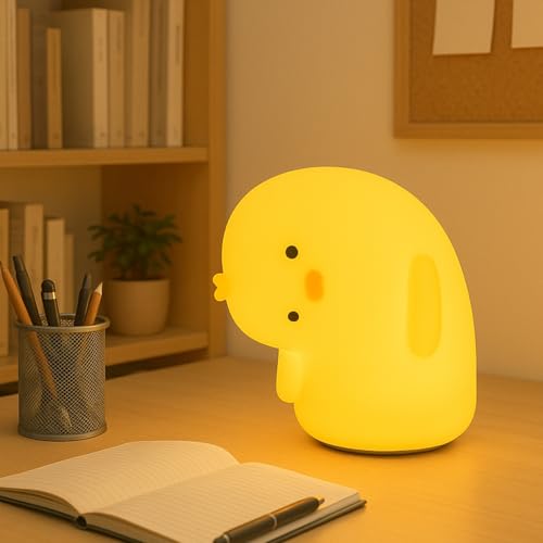 Image of TOYTONIC Why Duck Silicone Night Lamp - Cute Animal Bedside Light with Touch Control & 3 Color Modes, USB Powered Nursery Lamp for Kids, Baby, Toddlers, Women, Teen Girls & Diwali Gift