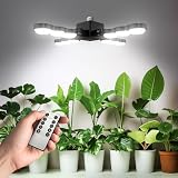 SANSI Grow Light for Indoor Plants, 80W 8000 Lumen High PPFD Full Spectrum Plant Light with Remote Timer, Dimmable, E26 Base, Folding Wings for Middle Large Plants Greenhouse