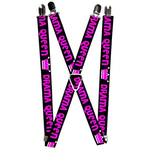 Tirantes Buckle-Down negros y fucsia de 1 pulgada con clips metálicos ajustables