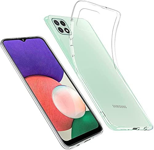 Image of FitSmart Shockproof Crystal Clear TPU Soft Flexible Back Cover for Samsung Galaxy A22 5G / SM-A226B, SM-A226B /DS -(Transparent, Silicone)