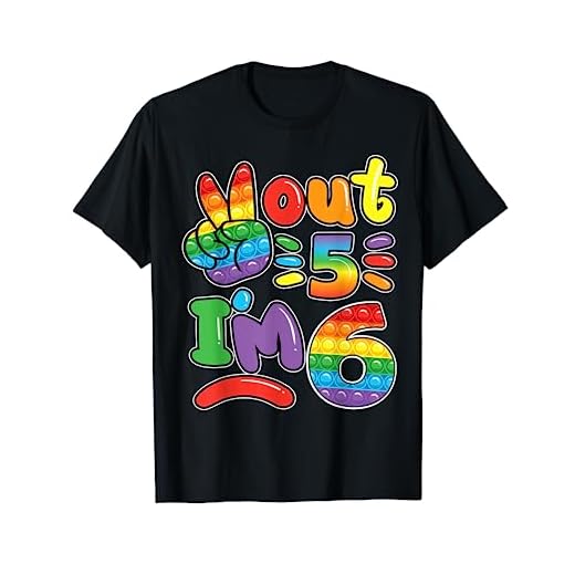 Peace Out 5 I'm 6 Rainbow Pop It Fidget Toy 6th Birthday T-Shirt