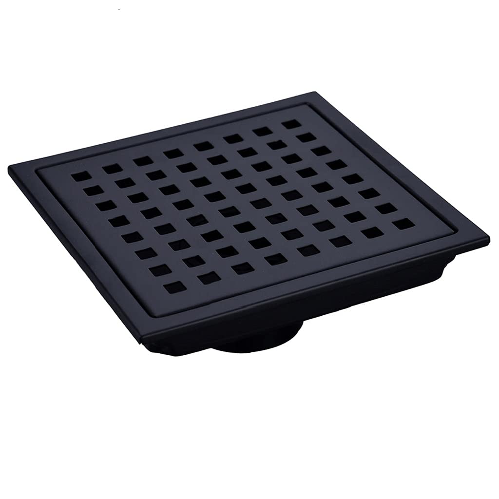Siphon de douche carrée brossée au sol en acier inoxydable noir brossé de luxe 150mm