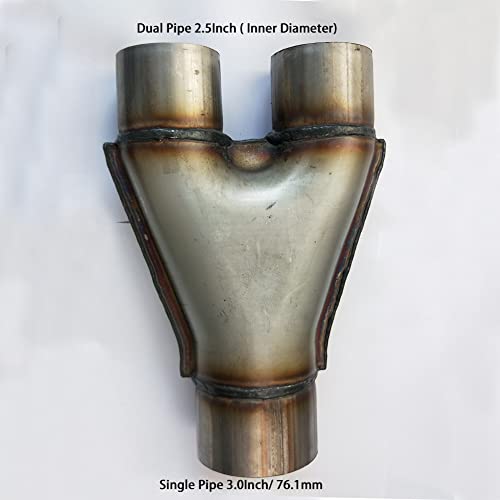 3 Inch Y Pipe Exhaust Dual Outlet pipe 2.5In SS409 Material 10In Overall Length (3In~Dual Outlet 2.5'') by RCCT - Image 2