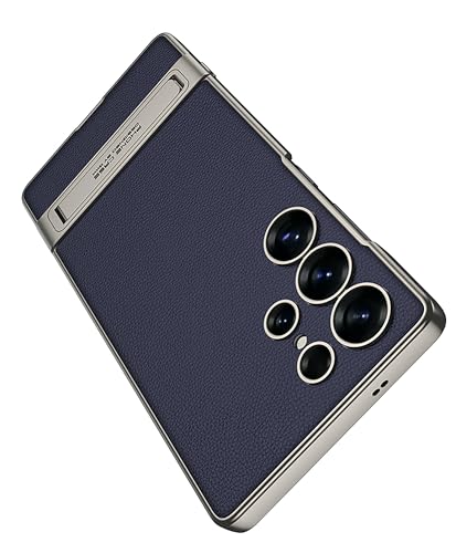 Image of BOUNCEBACK Vegan Leather Hard Back Case /Cover with Kick Stand for Samsung Galaxy S25 Ultra 5g - (Carbon Black | Faux Leather)