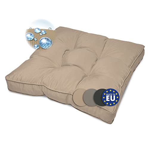 Beautissu Lounge Kissen Outdoor Sitzkissen 60x60x10 cm – Wetterfest...