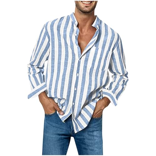 Men's Long Sleeve Button Down Shirts Casual Striped Collared Fall Tshirt Fashion 2024 Cotton Work Office Clothes2