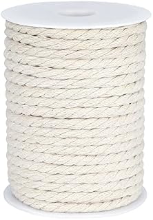 6MM Cotton Macrame Cord, 30M Thick Macrame Rope, Soft Cotton Rope for Wall Hanging DIY Garden Plant Hangers