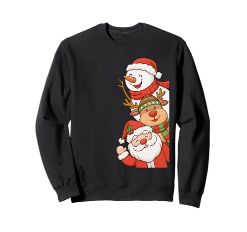 Santa Reindeer Snowman Friends Christmas Kids Xmas Holiday Sudadera