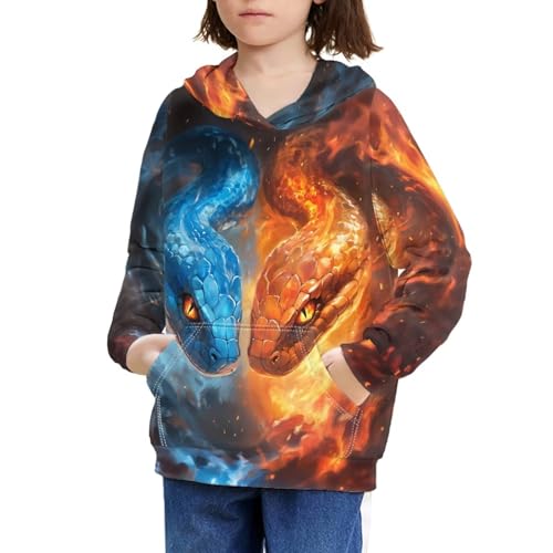 Image of WELLFLYHOM Boys Hooded Sweatshirts Hoodie Pullover Cool Graphic Crewneck Blouses Size 6-16