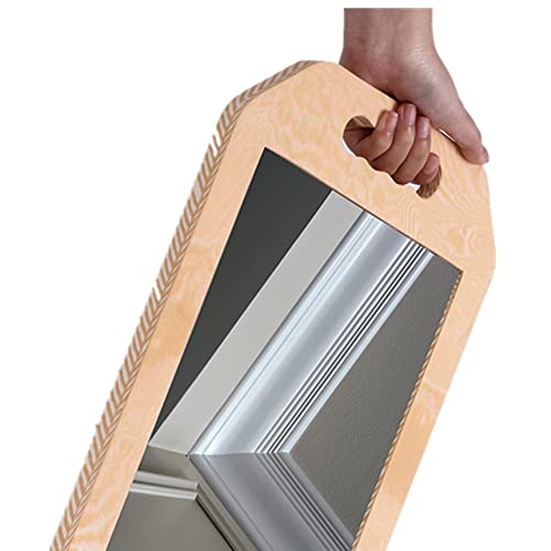 Mpowtech Unbreakable Hand Mirror With Handle - Barber For Hair & Beauty Salon Held Mirrors Barbershop Lightweight Foam Handheld Haircut Mirrors(Wood Color), 16.14 Lx9.84 W-Wood Color #TOP2