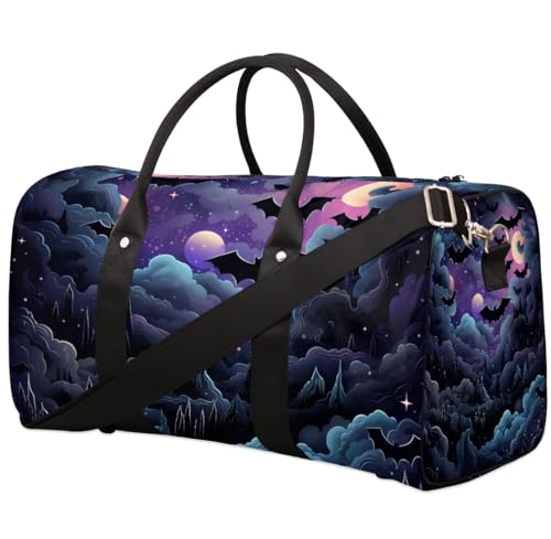 Bats Flying Travel Duffel Bag for Women Men Waterproof Foldable Overnight Weekender Bag Large Capacity Sports Gym Bag