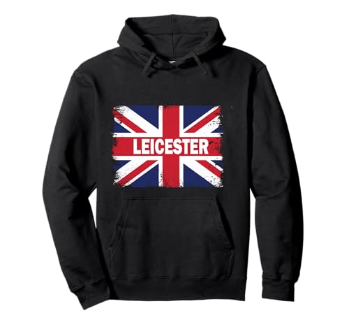 Leicester - ciudad de Inglaterra con bandera del Reino Unido Sudadera con Capucha