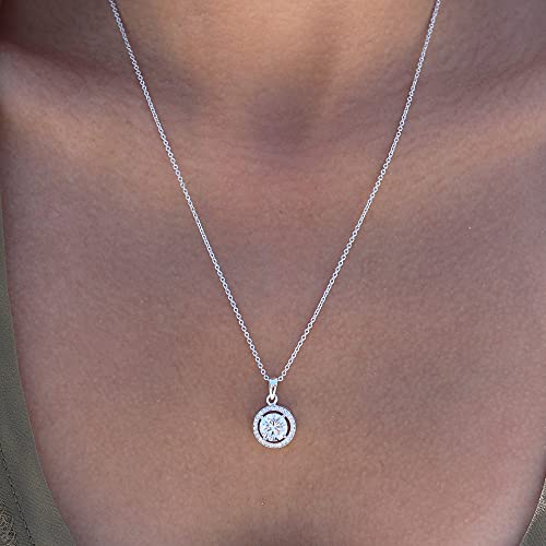 Cate & Chloe Blake 18K Gold Plated Pendant Necklace | Halo Silver Necklaces With Round Cut Cubic Zirconia, Fashion Necklaces For Women, Hypoallergenic Jewelry Necklaces For Girls #TOP2