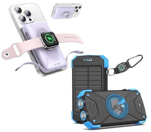 BLAVOR for Magsafe Portable Charger, 10000mAh Magnetic Wireless Solar Charger Power Bank, Real Rated 10,000mAh Portable Wireless Charger