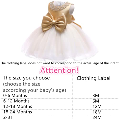 Xipai Infant Baby Girl Formal Bridesmaid Birthday Ball Gown Sleeveless Ruffles Dress Gold 6M #TOP1