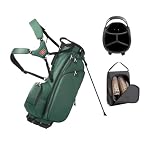 Lightweight Golf Stand Bag With 14 Way Full-Length Dividers, 7 Zippered Pockets And Rain Cover, With Handles And Dual Strap (Green, 4 Way)