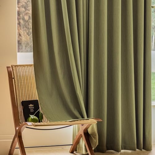 Rideaux chenille opaques haut de gamme couleur vert uni 132x115cm - 2