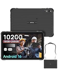 Ulefone RugKing Pad 2 Pro Outdoor Tablet Android 16, 10, 1 Zoll 90Hz 600 nits, 10200mAh IP68K Rugged, 16GB+256GB, 4G LTE eSIM, 48MP Kamera Wasserdicht Stoßfest, 3-Karten-Fach/uSmart-Erweit...