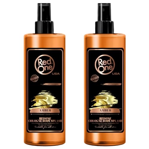 RedOne Amber Aftershave Cologne 2x400ml | Long-Lasting Barber Fragrance | Premium Men’s Grooming Cologne | Cooling After Shave Spray | Refreshing & Soothing Skin | Professional Barbershop Splash