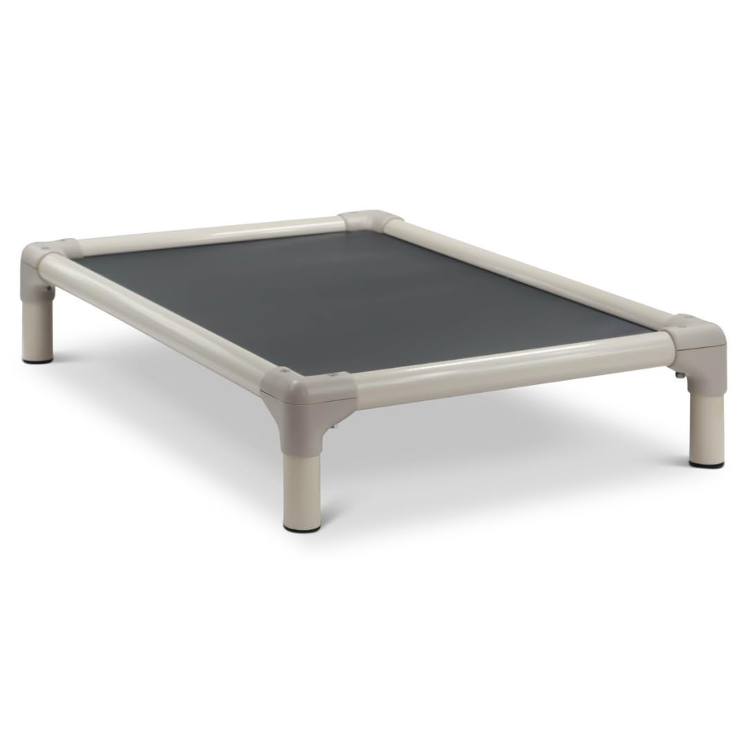 Kuranda Chewproof Elevated Pet Bed - Almond PVC - 35" x 23" - Cordura Nylon - Smoke
