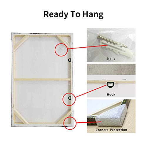 Canvas Painting Wall Art Abstract: Heavy Textured Hand Painted Dark Blue & Gold Foils Picture Artwork For Living Room (36” X 24'' X 1 Panel) #TOP6