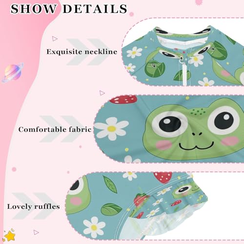 Cute Frog Face Strawberry Girls Long Sleeve Swimsuits One Piece Zipper Bathing Suit UPF 50+ Rashguard Swimwear4