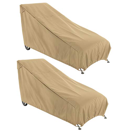 Classic Accessories Terrazzo Patio Chaise Weather Protection Outdoor Furniture, Medium(58952-2Pk) Lounge Cover, 66"L X 28.5"W X 30"H, Sand- 2 Pack #TOP21