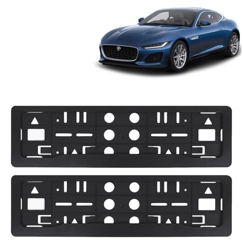 Image of KINGSWAY F Type Car Number Plate Frames for All 2020 Onwards Models of Jaguar Car Registration Plate Holders, Black Licence Plate Covers (Front and Rear), Universal Size 51.5 x 14.5 cm