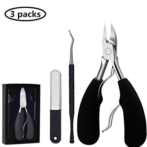Precision Toenail Clipper Tool for Thick or Ingrown Toenails, Stainless Steel Nail Clipper Pedicure Manicure Set with Non-slip Handle (Ingrown Nail Clipper Set)