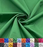 EOVEA - Cotton Polyester Fabric by The Yard – 60' Wide Broadcloth Fabric, Soft, Lightweight & Breathable Material for Lining, Curtains, Bedding, Skirts, Sewing Projects (Kelly Green, 1 Yard)