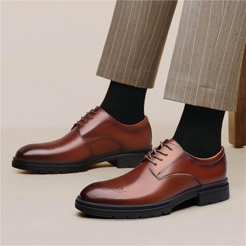 Mens Classic Brogue Oxfords Lace Up Leather Dress Shoes Formal Business Black Non Slip Rubber Sole Comfortable Tuxedo Shoes2