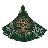 Zntuv Viking Tree Hooded Cloak for Men Women Robe Cape with Hood Medieval Cosplay Wizard Witch Costumes