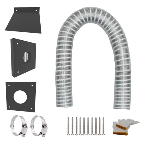 Pellet Stove Pipe Kit，Outside Cold Air Set for Pellet Stove,Fresh Air Intake Vent,2"X60",Exhaust Flex Pipe with Wall Plate Screen & Screw Hose Clamps Steel Pellet Stove Vent Kit