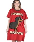 LazyOne Nightshirts for Women, Cute Nightgown for Women, Animal Designs, Dog, Dachshund, Weiner Dog (Long To Be Around Red, One Size)