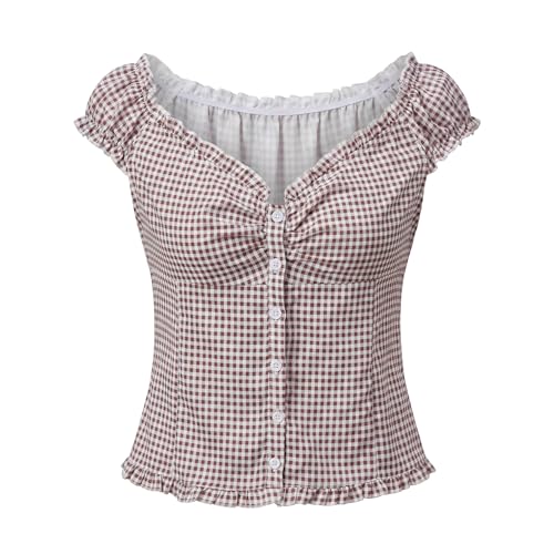 Image of Fairy Grunge Y2k Shirts Vintage Crop Tops Short Sleeve Girls Slim Fit Tees
