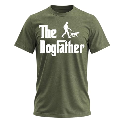 The Dogfather T Shirt Dog Dad Shirt Men Graphic Tees Funny Humor Daddy T-Shirt - Dog Groomer Themed Gifts for Men Green Heather X-Large