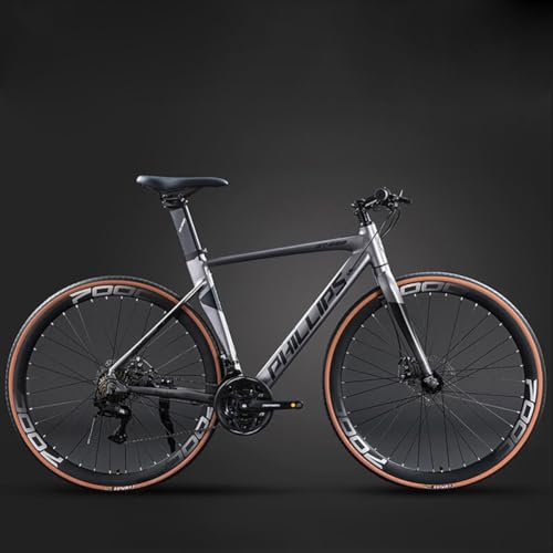 Lapakey アルミロードバイク 26インチ 14段変速 エアロロード グラベル デュアルコントロールレバー ディスクブレーキ フロントとリアのディスクブレー 初心者向け アルミフレーム 85%組立て済み 通勤 通学 (ガルフストリーム オブシディアン