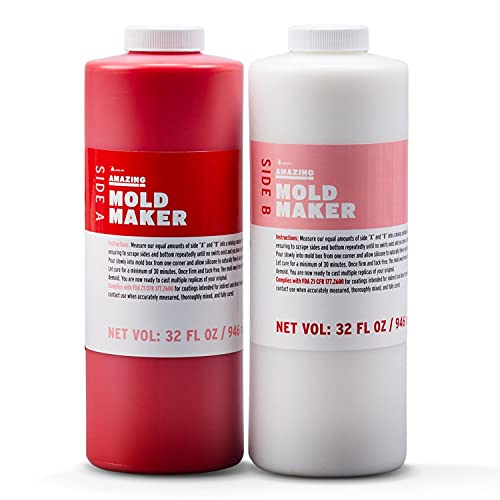 Alumilite Amazing Mold Maker [32 fl oz A + 32 fl oz B(64 ounces) 2-Part Mix] Platinum Fast-Cure Silicone Molding Compound Casting DIY Epoxy, Resin, Concrete, Cosplay & Food| Flexible Liquid Rubber Kit