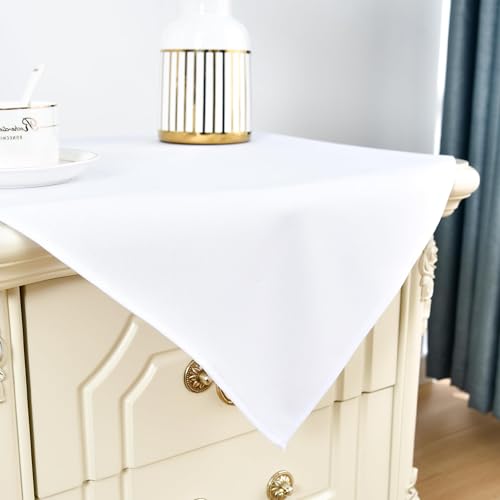 Nacuci Small Square Tablecloth 24x24 Inch Washable Polyester Side Table Cloth Solid White Heavy Duty End Table Cover for Dining Home Party by Nacuci - Image 4
