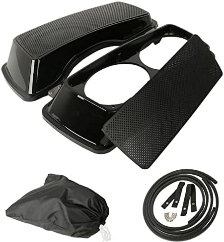 XMT-MOTOVivid Black Hard Saddlebag Lids w/Dual 6 x 9 inch speaker grilles For 1993-2013 Harley Davidson Touring Road Glide FLTRX Electra Glide FLHT Road King FLHR Street Glide FLHX models