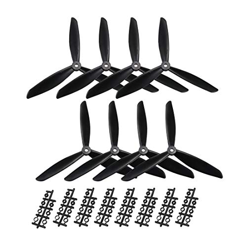 uxcell RC Propellers CW CCW 8045 6x4.5 Inch 3-Vane Multi-Rotor for Aircraft Toy, Nylon Black 4 Pairs with Adapter Rings