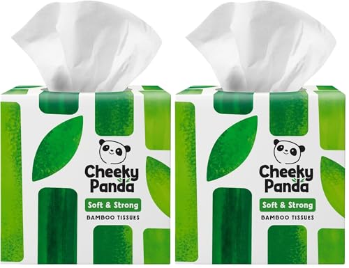 The Cheeky Panda Mouchoirs Papier Boîte | Boîte à Mouchoirs en Bambou | 56 Mouchoirs (Lot de 2)