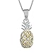 Sterling Silver with 14kt Yellow Gold Plated Accents Small Pineapple Pendant Necklace, 16+2" Extender