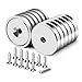 Cup Magnets with Countersunk Hole, Magnet with Screw, Industrial Strength Round Base Magnets, 60 lbs Holding Force, Pack of 12