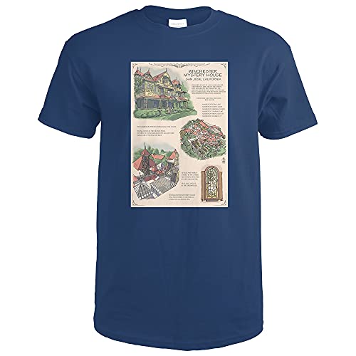 Winchester Mystery House, San Jose, CA, Technical 31353 (Navy Blue T-Shirt X-Large)